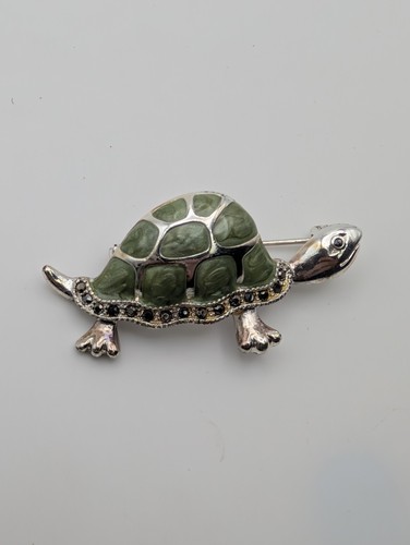 Vintage turtle brooch green - vintage,